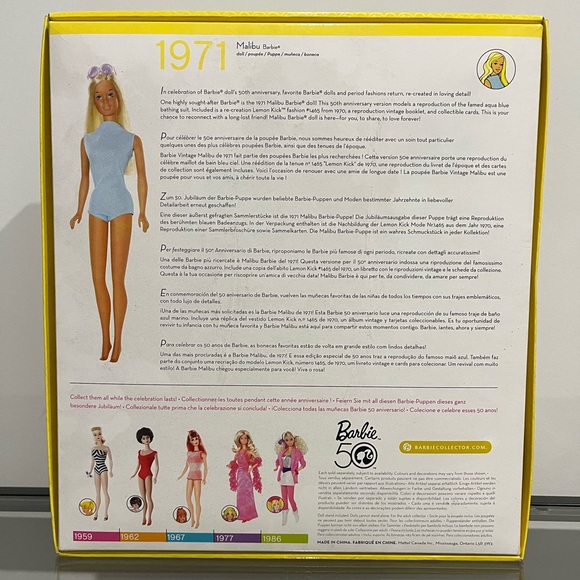 Collectors Barbie 50th Anniversary Collection - Malibu 1971 - Picture 2 of 3